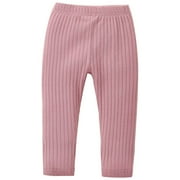 WREESH Kids Boys Girls Solid Color Elastic Leggings Baby Newborn Tights Spring Fall Slim Full Length Pants Leggings Baby Clothes Pink